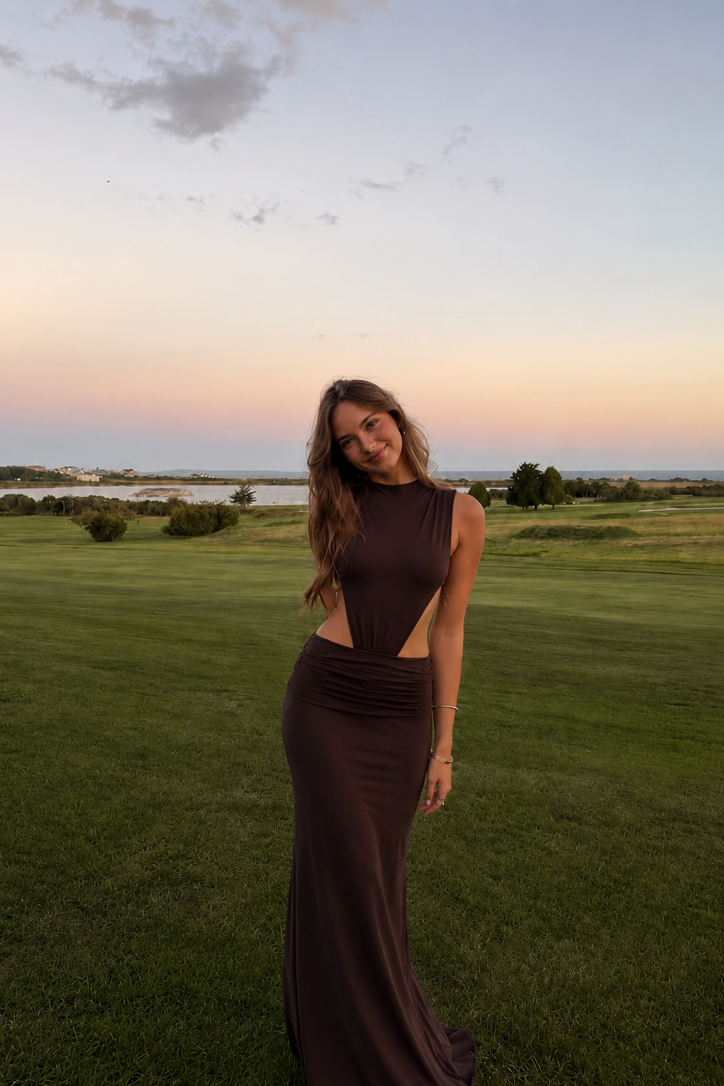 Solène — Cut-Out Mock-Neck Maxi Dress